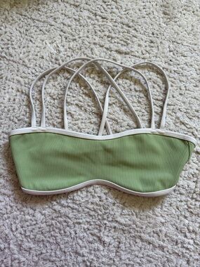 Muscle Nation S Green Ribbed Strappy Bandeau Top